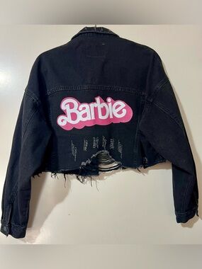 Black Distressed Barbie Denim Jacket